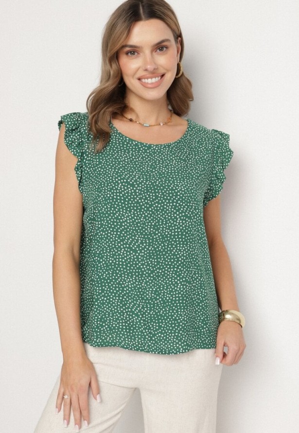 Zielona Bluzka z Bawełny w Kropki Nappela