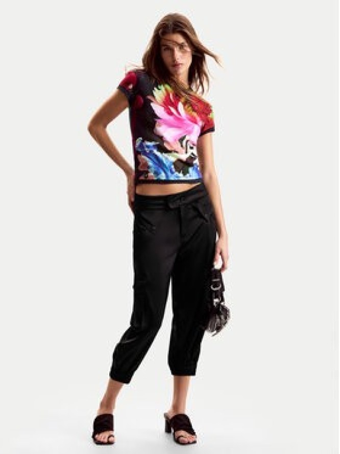 Desigual T-Shirt Multiflowers Lacroix 26SWTK49 Czarny Regular Fit