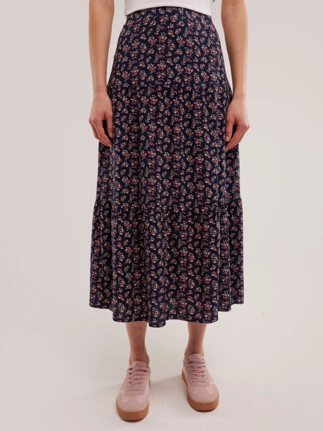 Spódnica damska midi z wiskozy z motywem kwiatowym Vendi 000