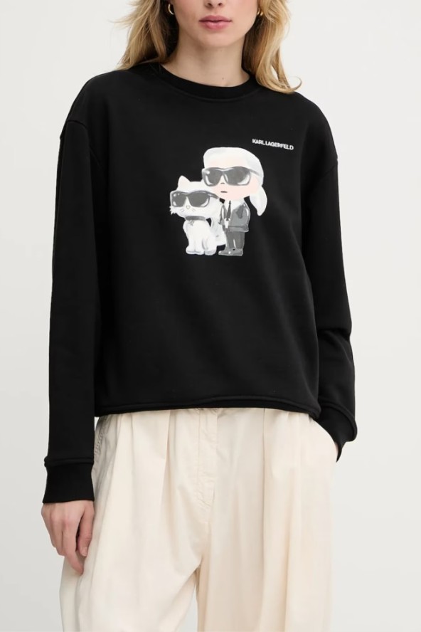 KARL LAGERFELD Czarna damska bluza Ikon Duo, Rozmiar M