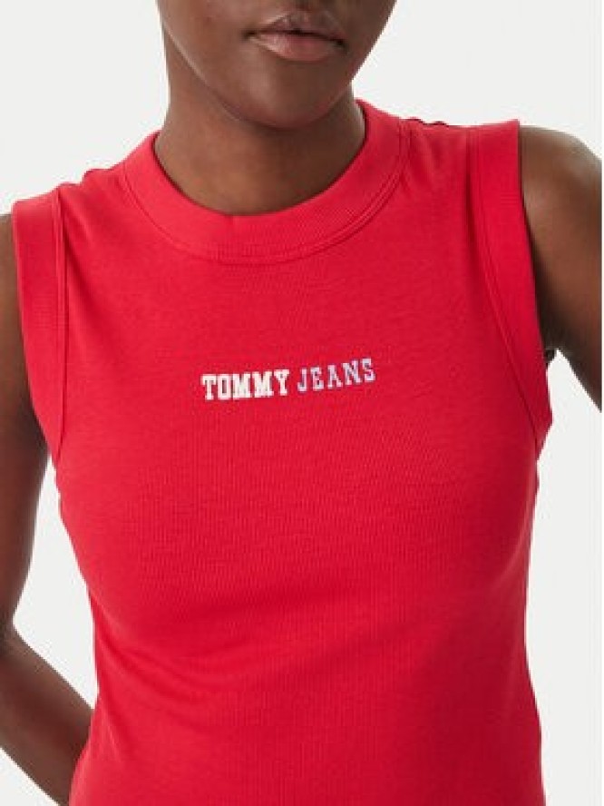 Tommy Jeans Top DW0DW22577 Czerwony Slim Fit