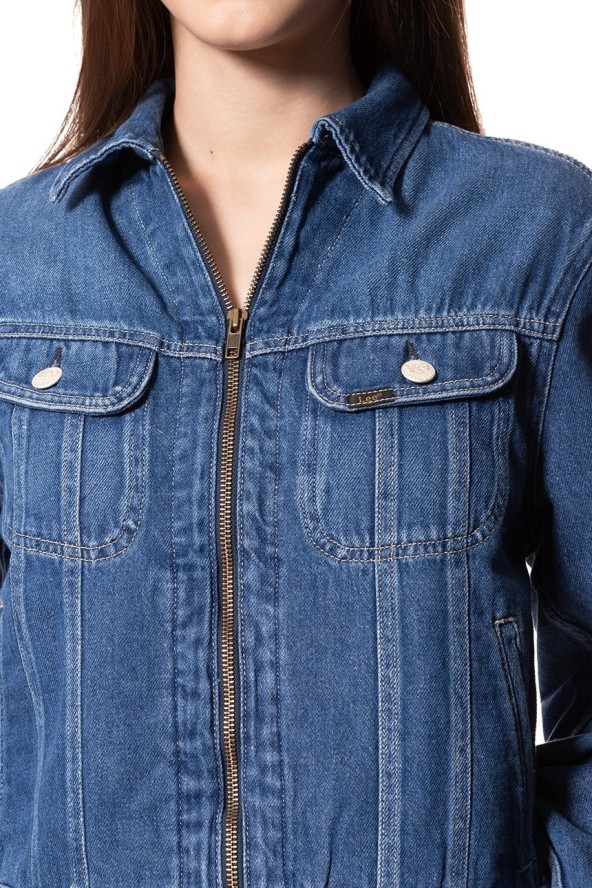 DAMSKA KURTKA JEANSOWA LEE ZIP CROPPED RIDER BELLEVILLE L54DGGMI 112112767
