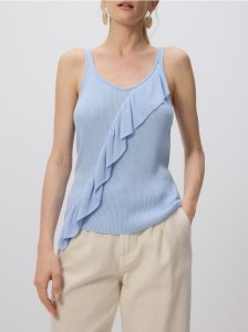 Top z falbaną - jasnoniebieski