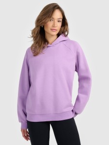 4F Bluza dresowa nierozpinana z kapturem damska - fioletowa S