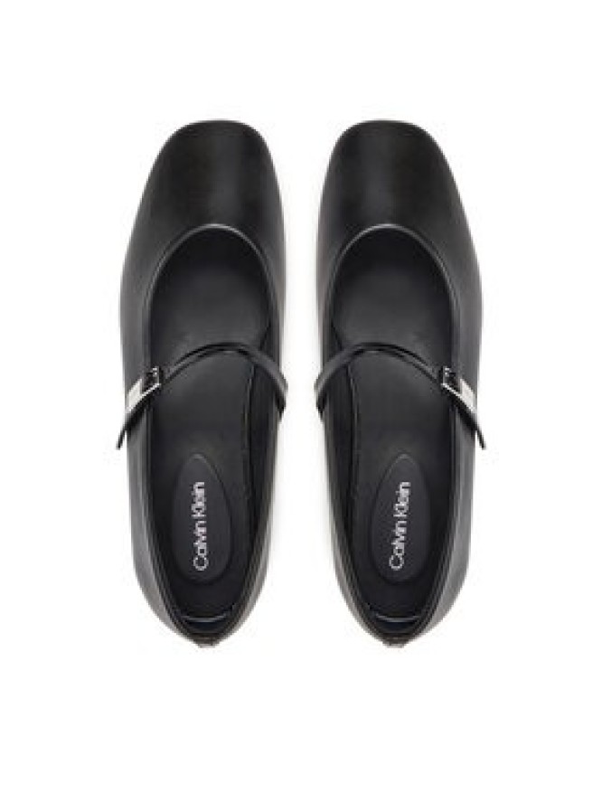 Calvin Klein Baleriny Ballerina New Buckle - Lth HW0HW02483 Czarny