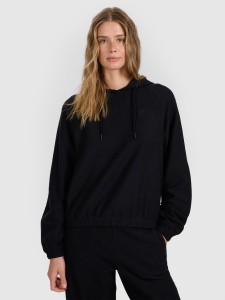 4F Bluza dresowa nierozpinana z kapturem damska - czarna S