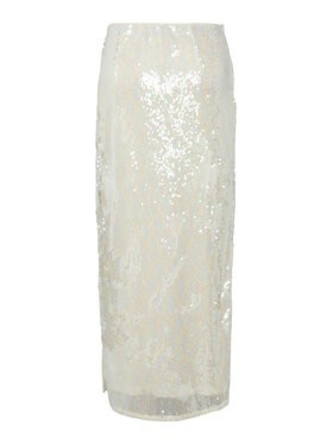 YAS Spódnica maxi Sequina 26037771 Écru Regular Fit