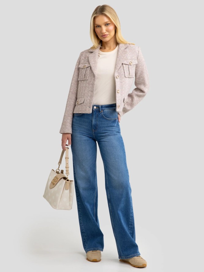 Kurtka damska z dodatkiem wełny różowa Merta 000