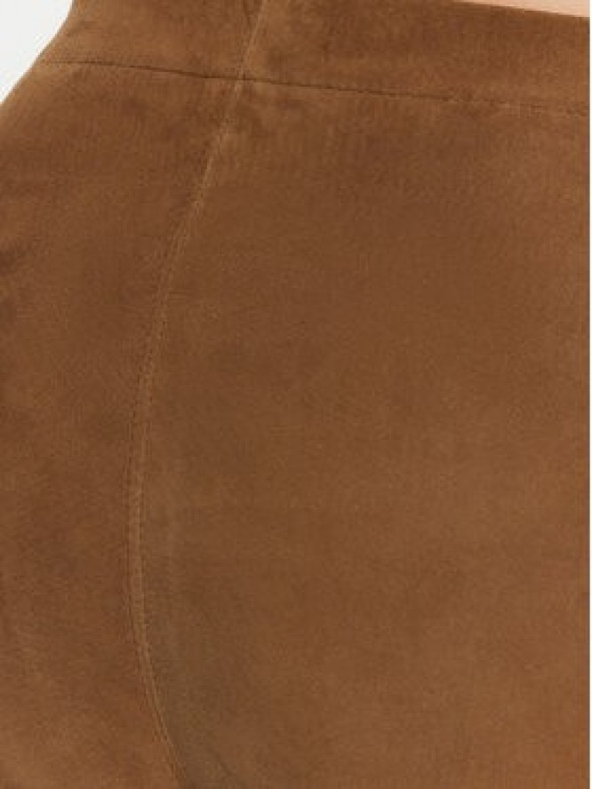 Serge Pariente Spodnie skórzane Strechy Vs Brązowy Slim Fit