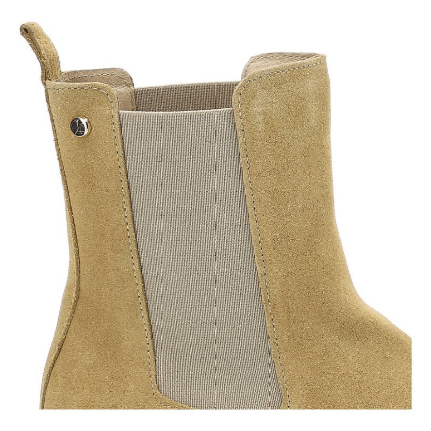 Botki damskie Lemar, wykonane ze skóry zamszowej z elastycznymi panelami bocznymi masywną podeszwą z tworzywa i pętelką z tyłu cholewki, piaskowe, 30