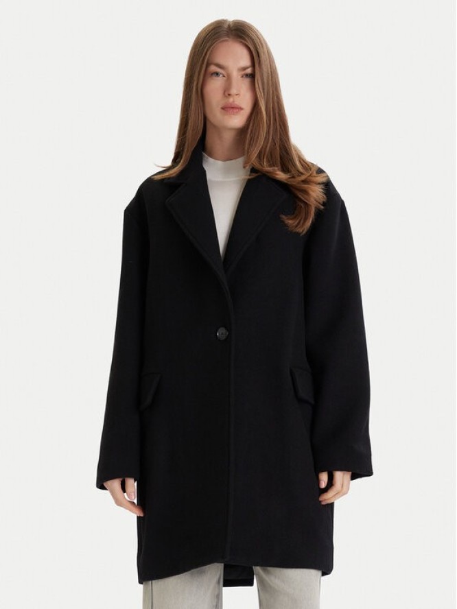 BOSS Płaszcz wełniany C_Calesara2 50548660 Czarny Relaxed Fit