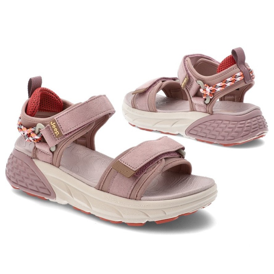 Różowe Sandały Jeep Wygodne Obuwie Damskie