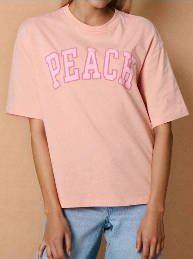 Bawełniana koszulka z napisem - pomarańczowy