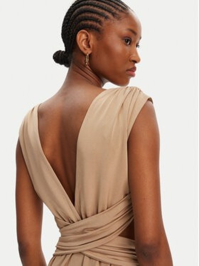 ACCESS FASHION Sukienka wieczorowa 53-3389-391 Beżowy Slim Fit