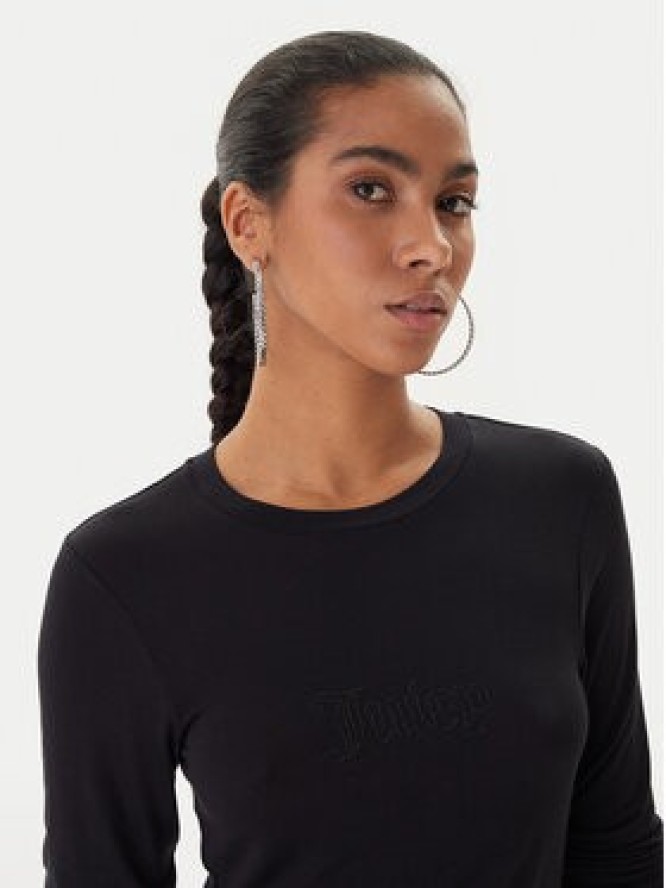 Juicy Couture Bluzka Slub JCWCT225312 Czarny Slim Fit