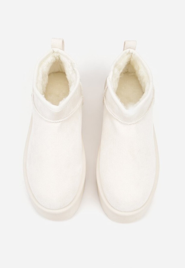 Beżowe Wsuwane Śniegowce z Futerkowym Ociepleniem na Platformie Eslin