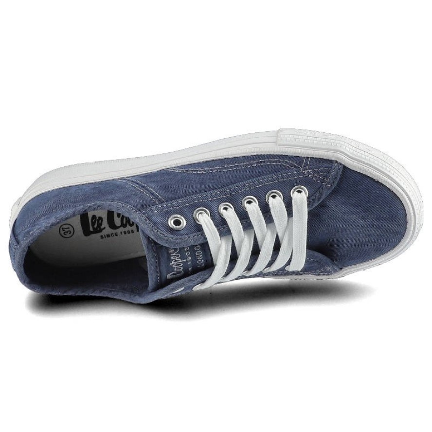 Trampki damskie Lee Cooper, sznurowany fason cholewka tekstylna płócienna niska cholewka przed kostkę gruba platformowa podeszwa gładka klasyczna for