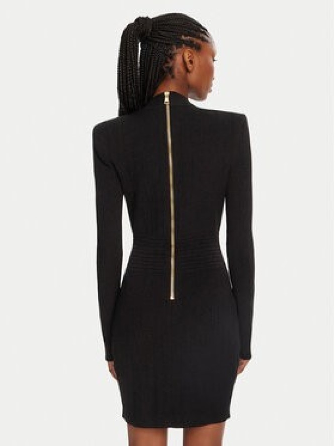 Balmain Sukienka dzianinowa DF1R8059KB07 Czarny Regular Fit
