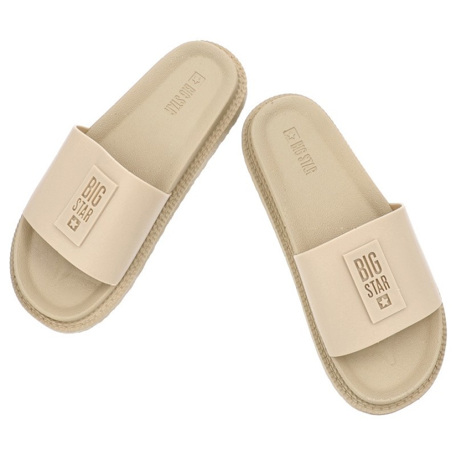Beżowe Klapki Big Star Wygodne Wsuwane Obuwie Damskie