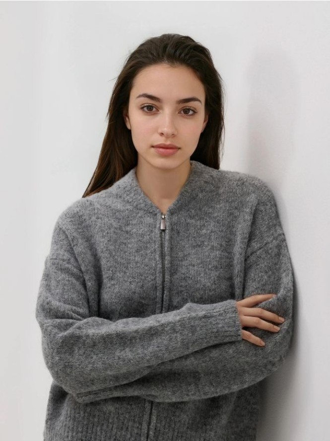 Kardigan z domieszką moheru - szary