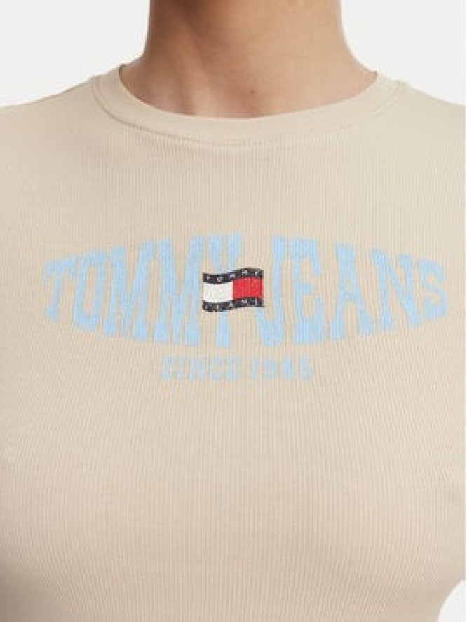 Tommy Jeans T-Shirt Wavy Flag DW0DW22272 Beżowy jasny Slim Fit