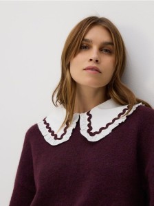 Sweter z domieszką wełny - ciemnofioletowy