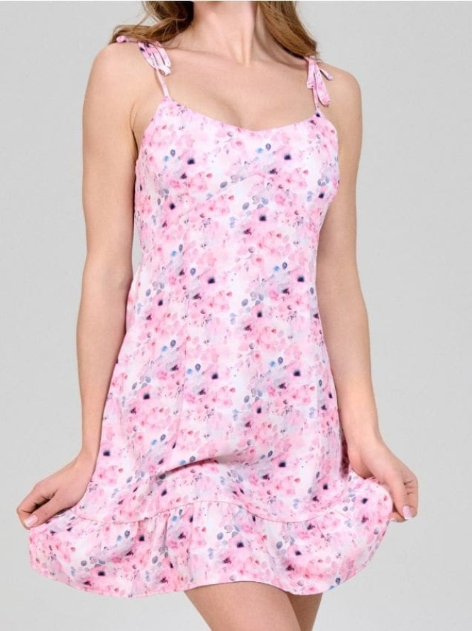 Sukienka mini w kwiaty na ramiączkach - wielobarwny