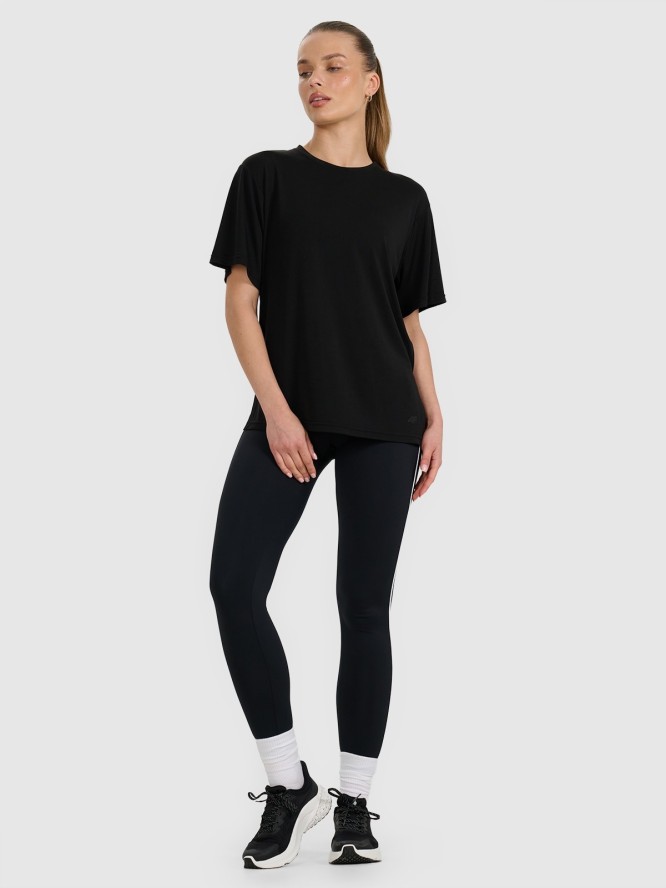 4F T-shirt oversize z modalem damski - czarny M