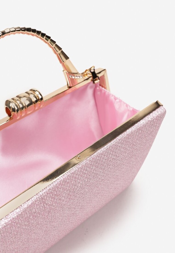 Różowa Brokatowa Torebka Kopertówka na Łańcuszku Braida