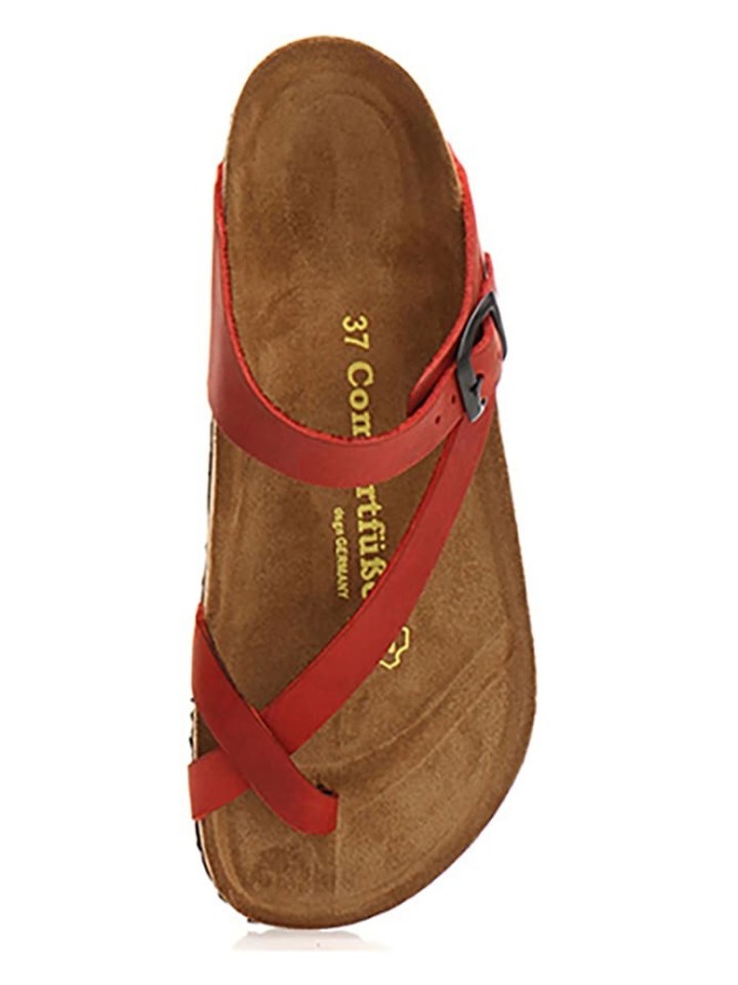 Comfortfusse Skórzane japonki w kolorze czerwonym rozmiar: 38