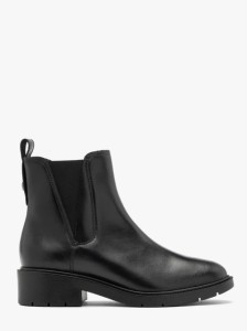 Czarne sztyblety damskie z dekoracyjnym cięciem przy gumie