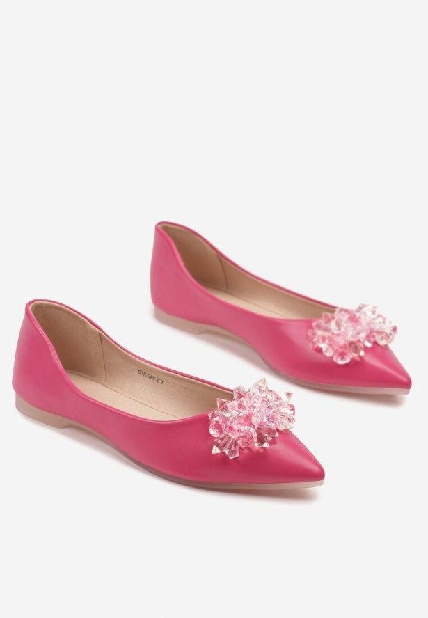 Czerwone Balerinki Ozdobione Kryształkami Vevaria