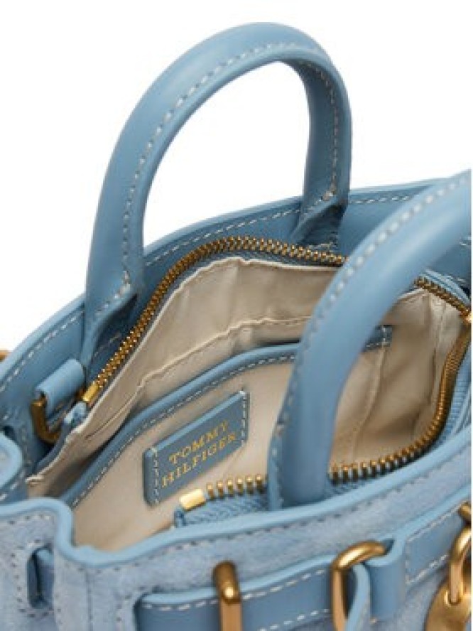 Tommy Hilfiger Torebka American Icon Micro Tote Suede AW0AW18853 Błękitny