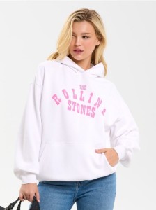 Bluza z nadrukiem The Rolling Stones - kremowy
