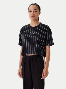 Karl Kani T-Shirt Small Signature Essential Pinstripe 6137880 Czarny Relaxed Fit