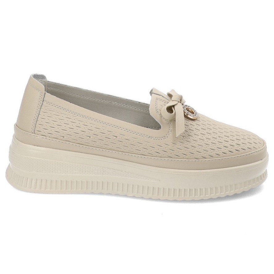 Beżowe Półbuty Damskie Venezia Stylowe Obuwie Damskie