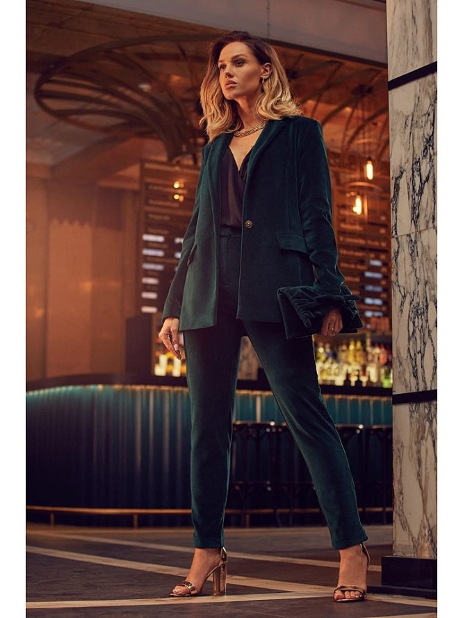 made of emotion Spodnie w kolorze ciemnozielonym rozmiar: S