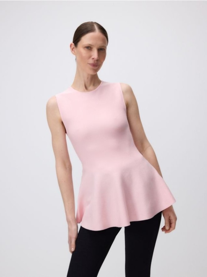 Bluzka z baskinką - pastelowy róż