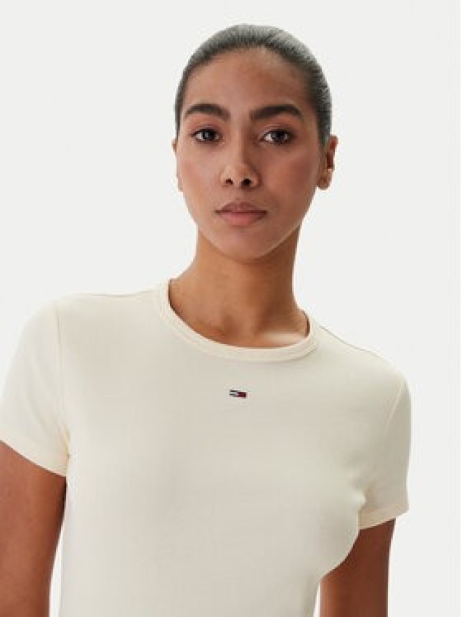 Tommy Jeans T-Shirt Essential DW0DW17383 Beżowy Slim Fit