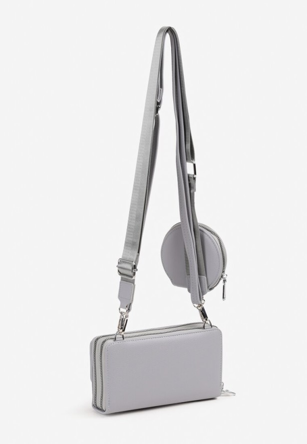 Szara Mała Torebka z Dwiema Komorami i Dodatkowymi Odpinanymi Paskami Sialitha