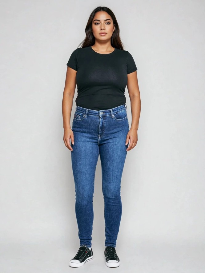 Jeansy damskie push up z wysokim stanem granatowe Melinda High Waist 517