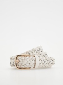 Pleciony pasek z klamrą - biały