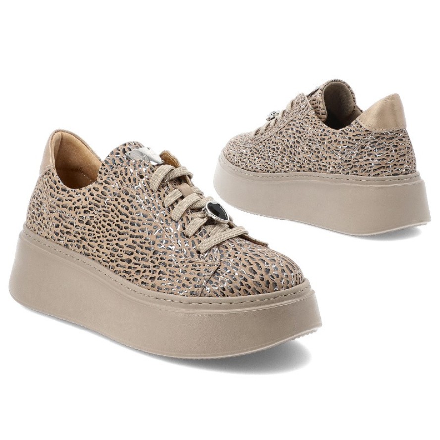 Beżowe Sneakersy Maciejka Modne Obuwie Damskie