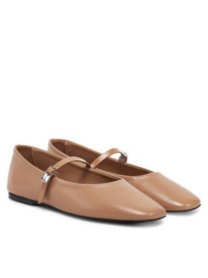 Calvin Klein Baleriny Ballerina New Buckle - Lth HW0HW02483 Brązowy