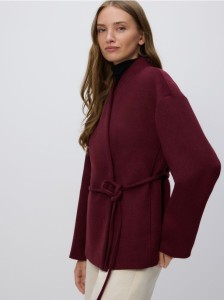 Kurtka z wełną - burgundowy