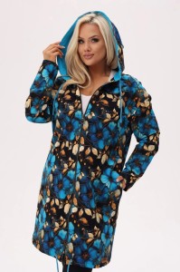 Bluza z kapturem Błękitna Magnolia - kwiatowa nuta elegancji PLUS SIZE XXL OVERSIZE JESIEŃ