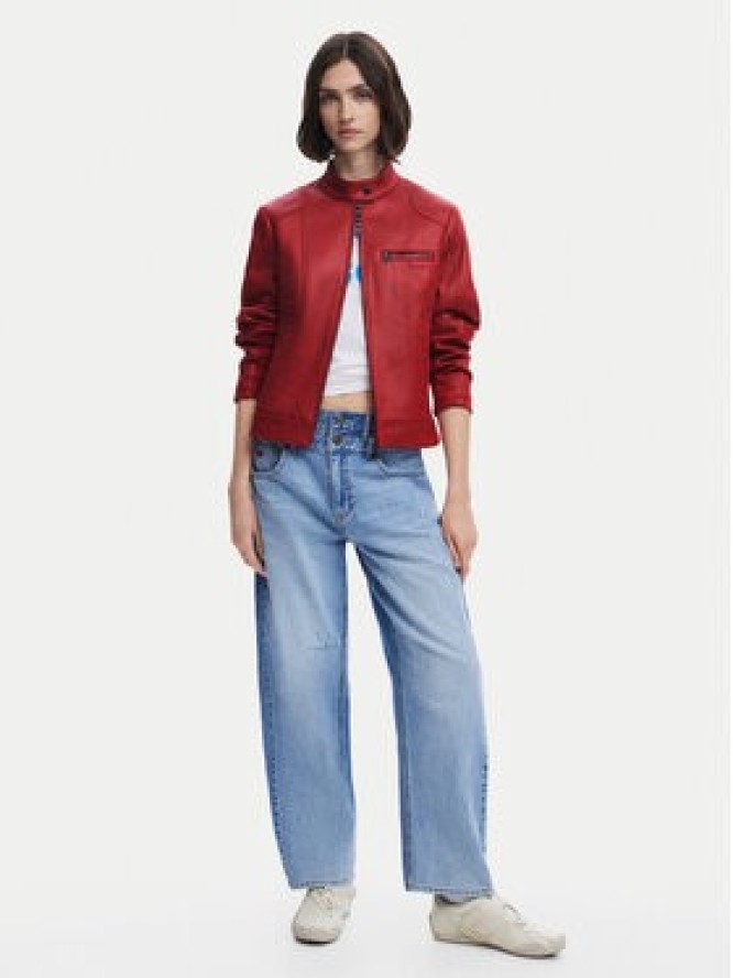 Desigual Kurtka skórzana 25SWEW46 Czerwony Regular Fit