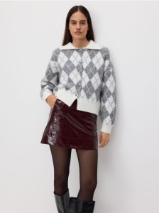 Spódnica z imitacji skóry - bordowy