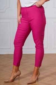 Amarantowe spodnie chinosy Nina z zamkami 7/8 PLUS SIZE XXL WIOSNA