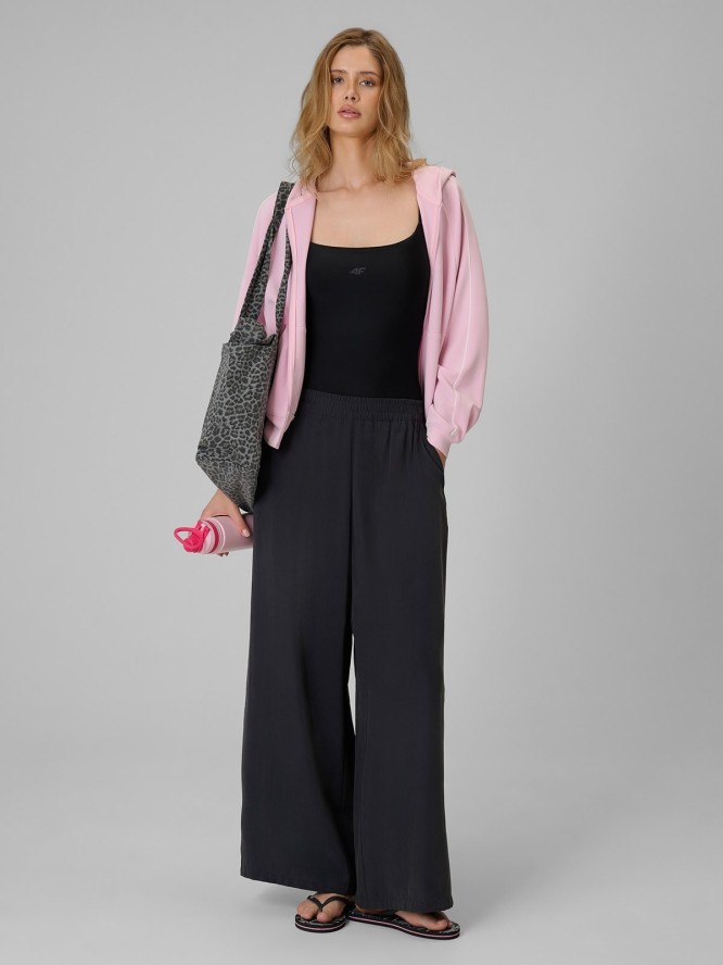 4F Bluza dresowa regular z kapturem damska - różowa M